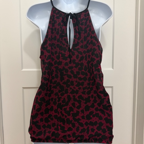 Express Halter Bubble-Hem Cami Red/Black Animal Print M - Picture 5 of 11